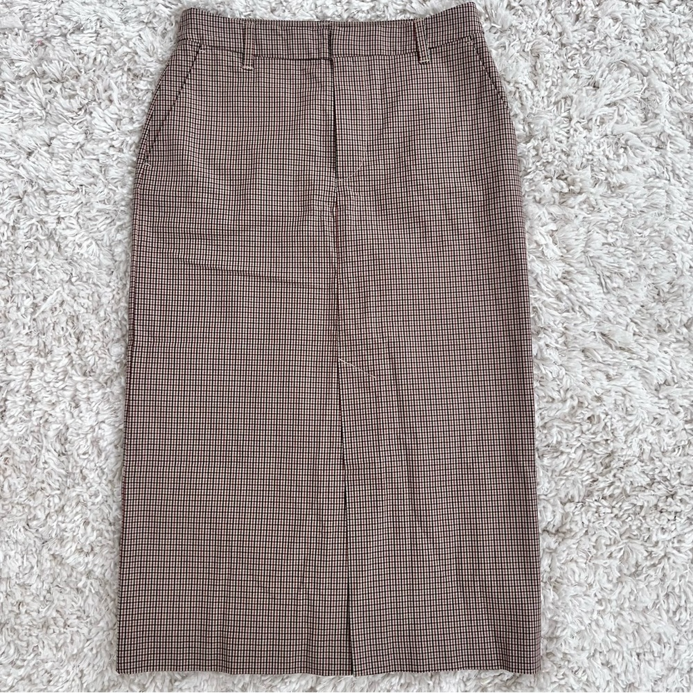 GAP Brown Checkered Pencil Skirt